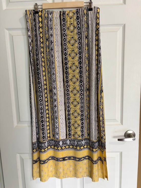 Cato Dresses & Skirts - Cato Yellow, Black & White Striped Maxi Skirt